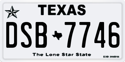 TX license plate DSB7746