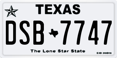 TX license plate DSB7747