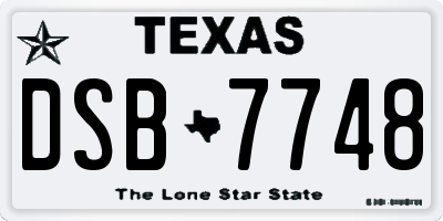 TX license plate DSB7748
