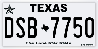 TX license plate DSB7750