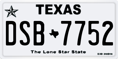 TX license plate DSB7752