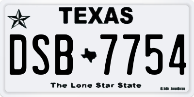 TX license plate DSB7754