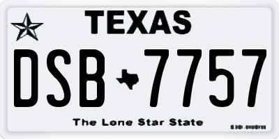 TX license plate DSB7757