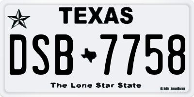 TX license plate DSB7758