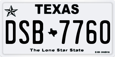 TX license plate DSB7760
