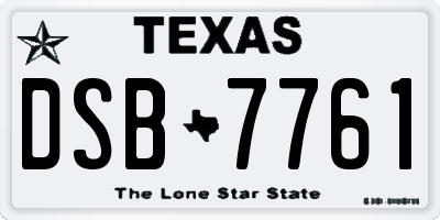 TX license plate DSB7761