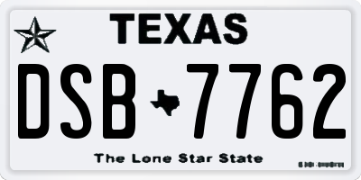 TX license plate DSB7762