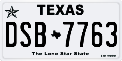 TX license plate DSB7763
