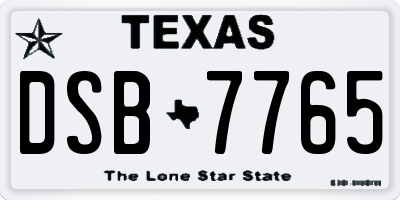 TX license plate DSB7765