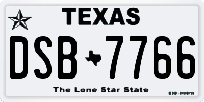 TX license plate DSB7766