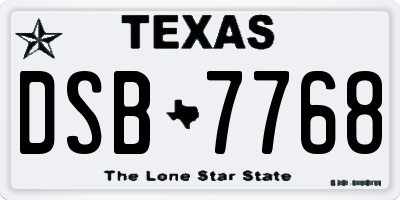 TX license plate DSB7768