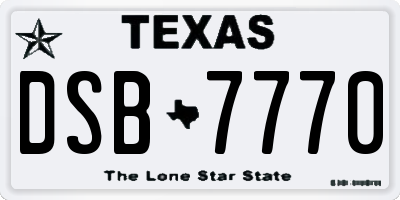 TX license plate DSB7770