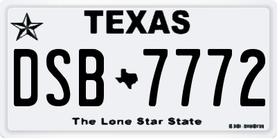 TX license plate DSB7772
