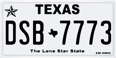 TX license plate DSB7773