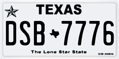 TX license plate DSB7776