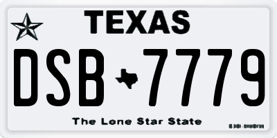 TX license plate DSB7779