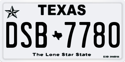 TX license plate DSB7780