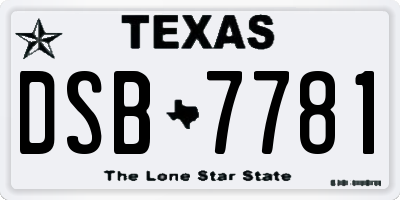 TX license plate DSB7781