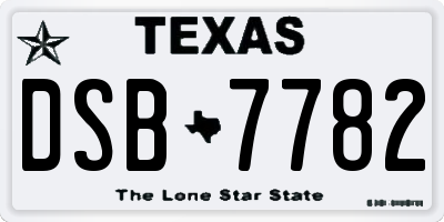 TX license plate DSB7782