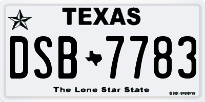 TX license plate DSB7783