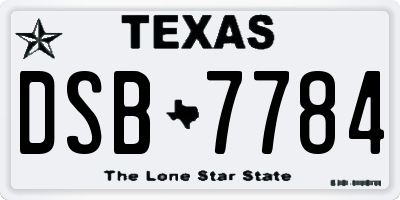 TX license plate DSB7784
