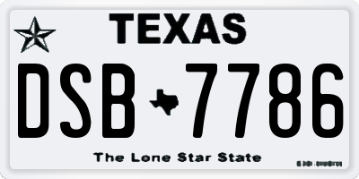 TX license plate DSB7786