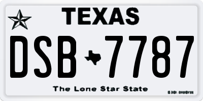 TX license plate DSB7787