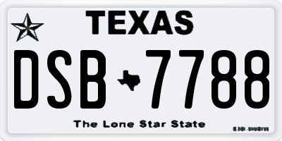TX license plate DSB7788
