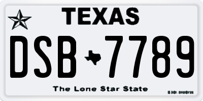 TX license plate DSB7789