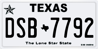 TX license plate DSB7792