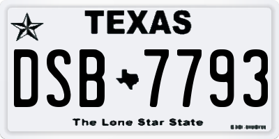 TX license plate DSB7793