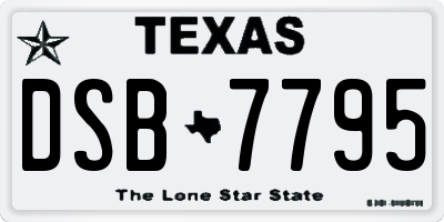 TX license plate DSB7795