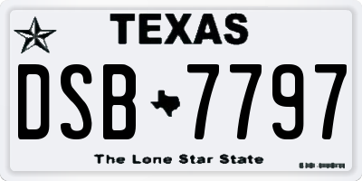 TX license plate DSB7797