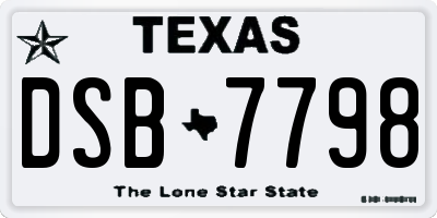 TX license plate DSB7798