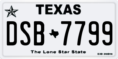 TX license plate DSB7799