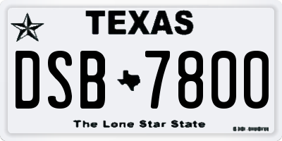 TX license plate DSB7800