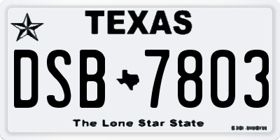 TX license plate DSB7803