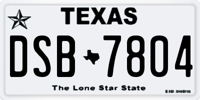 TX license plate DSB7804
