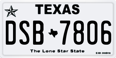 TX license plate DSB7806