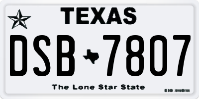 TX license plate DSB7807