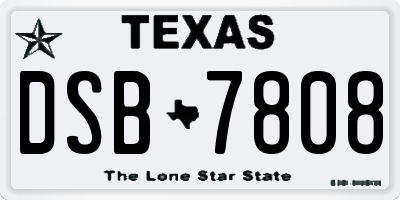 TX license plate DSB7808