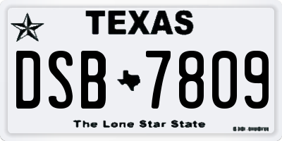 TX license plate DSB7809
