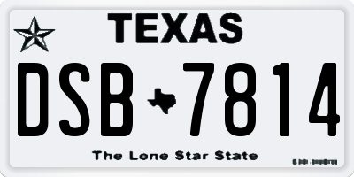 TX license plate DSB7814