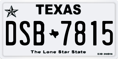 TX license plate DSB7815