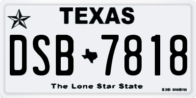 TX license plate DSB7818