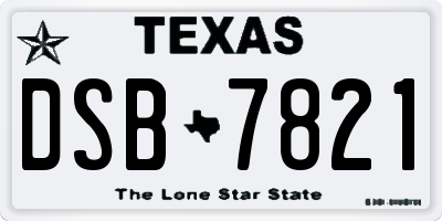 TX license plate DSB7821