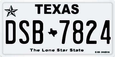 TX license plate DSB7824