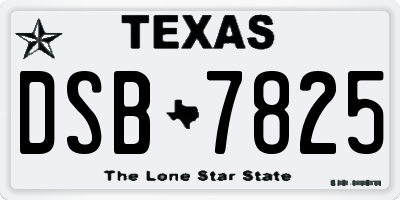 TX license plate DSB7825