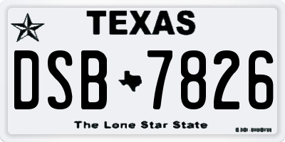 TX license plate DSB7826