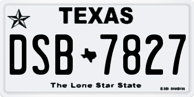 TX license plate DSB7827